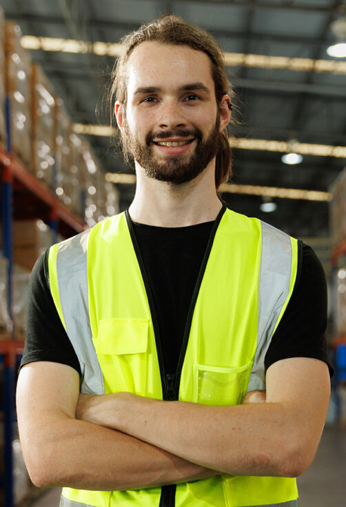 Staff Australia Employment Services 1 A warehouse worker in a hi vis safety vest