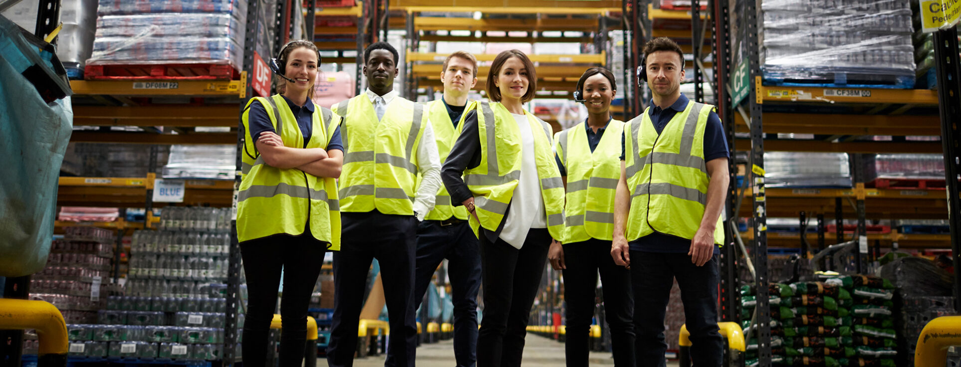 Staff Australia Employment Services 5 A group of warehouse workers wearing hi vis vests