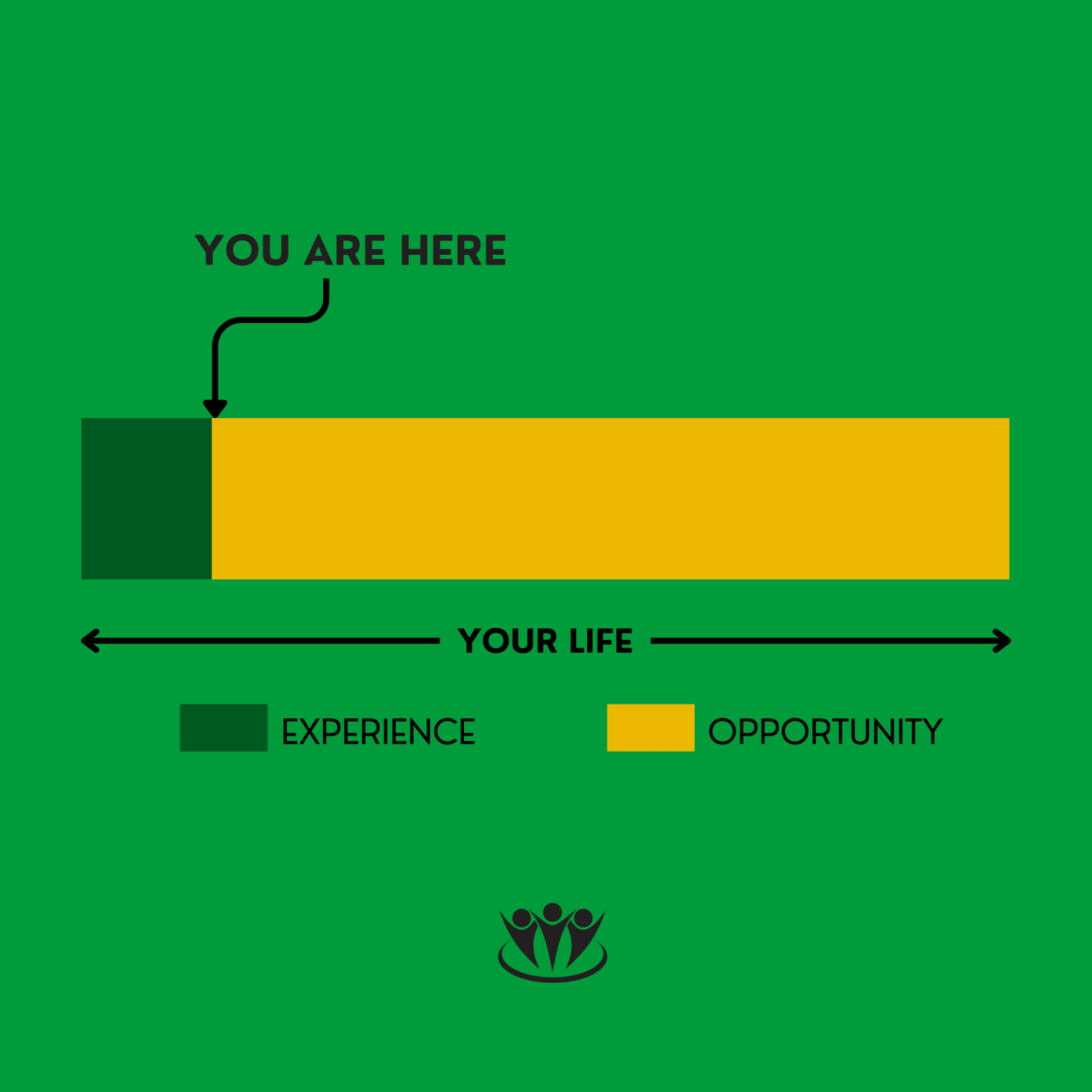 A bar chart on a green background with yellow and green bars representing data.