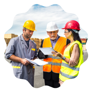 logistis workers in hi vis PPE