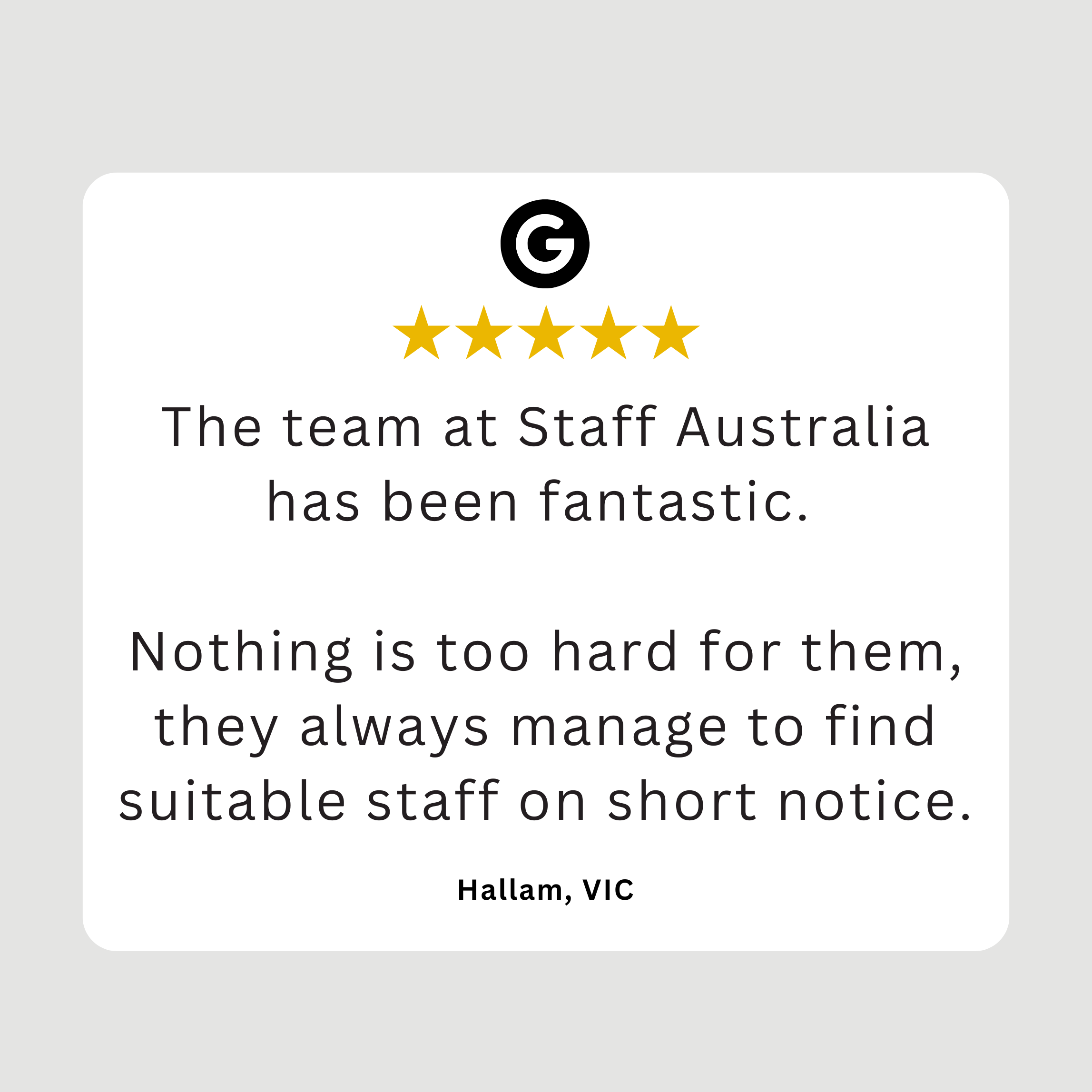 Google review left for our Hallam office.