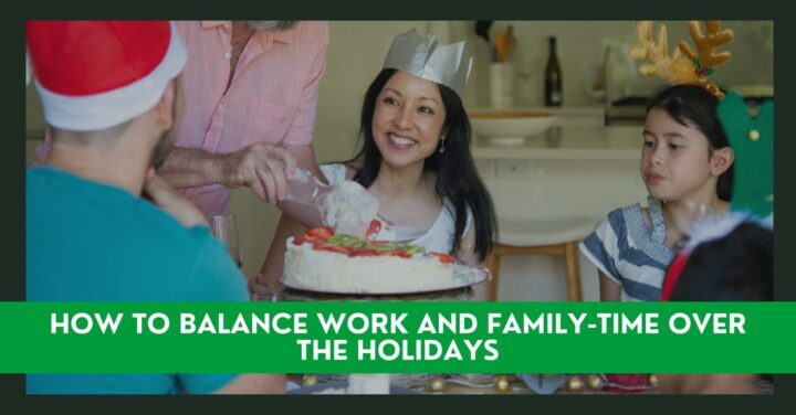 An Australian family is celebrating Christmas by wearing santa hats and a silver paper hat, they are cutting into a pavlova.