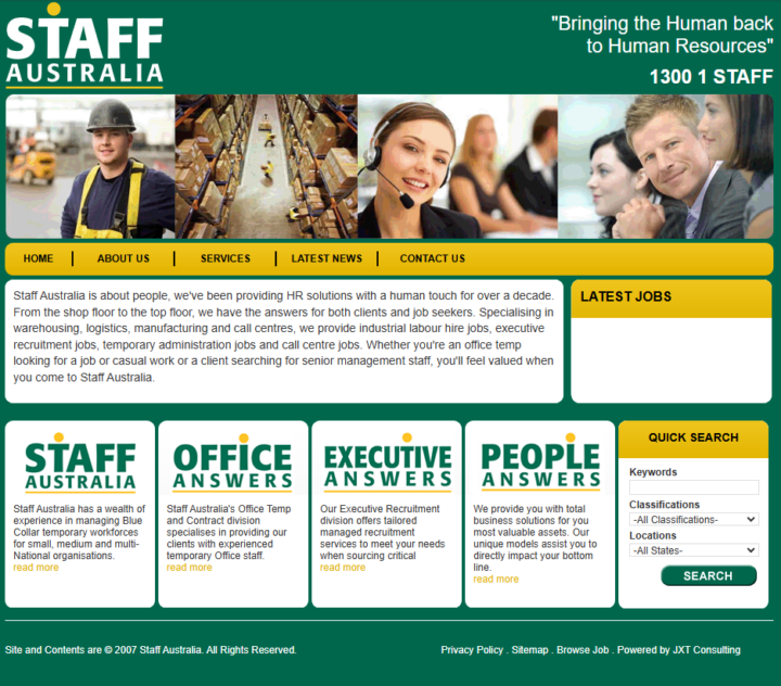 Staff Australia Website Screen Grab 2011